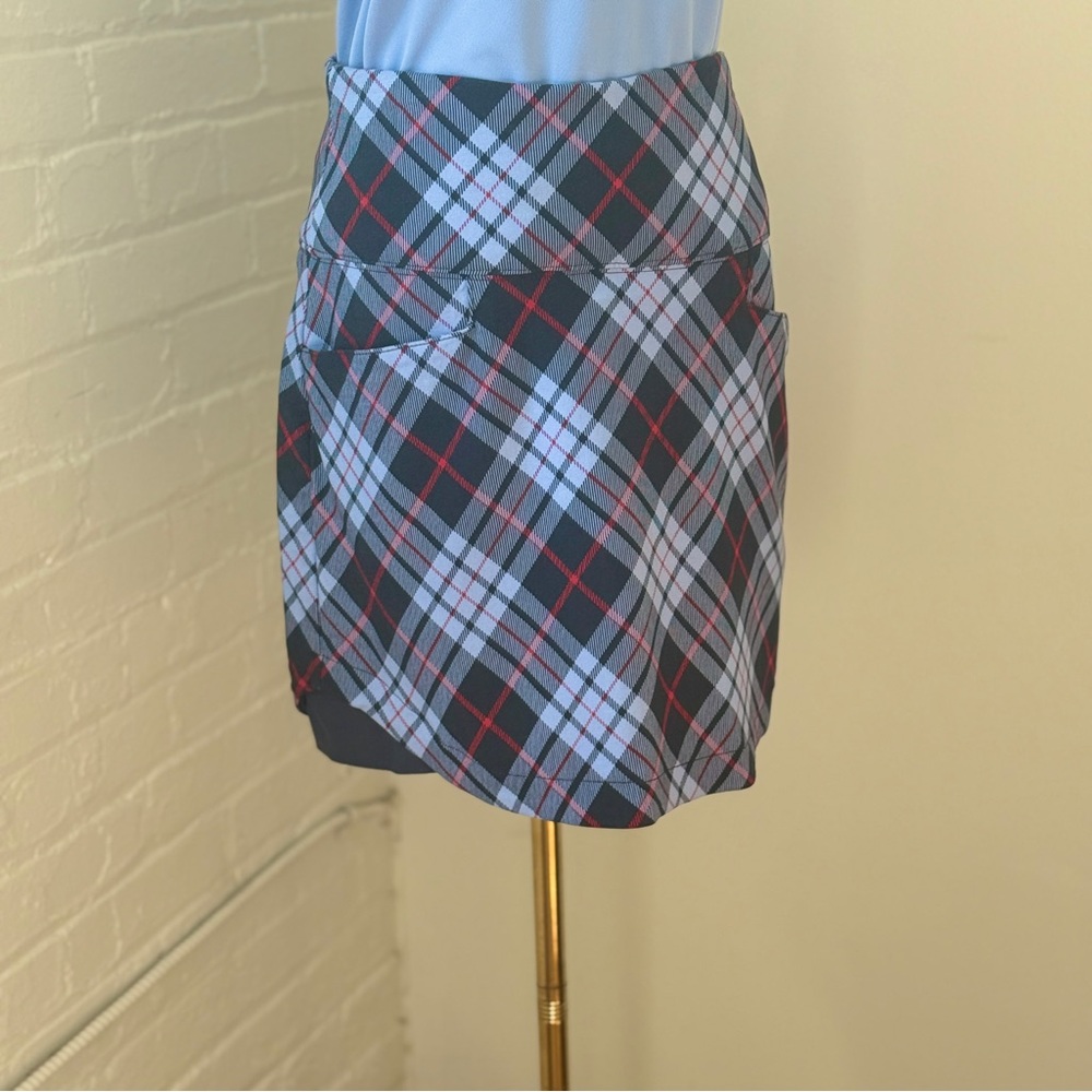 Lady Hagen Blue and Red Plaid Golf Skort